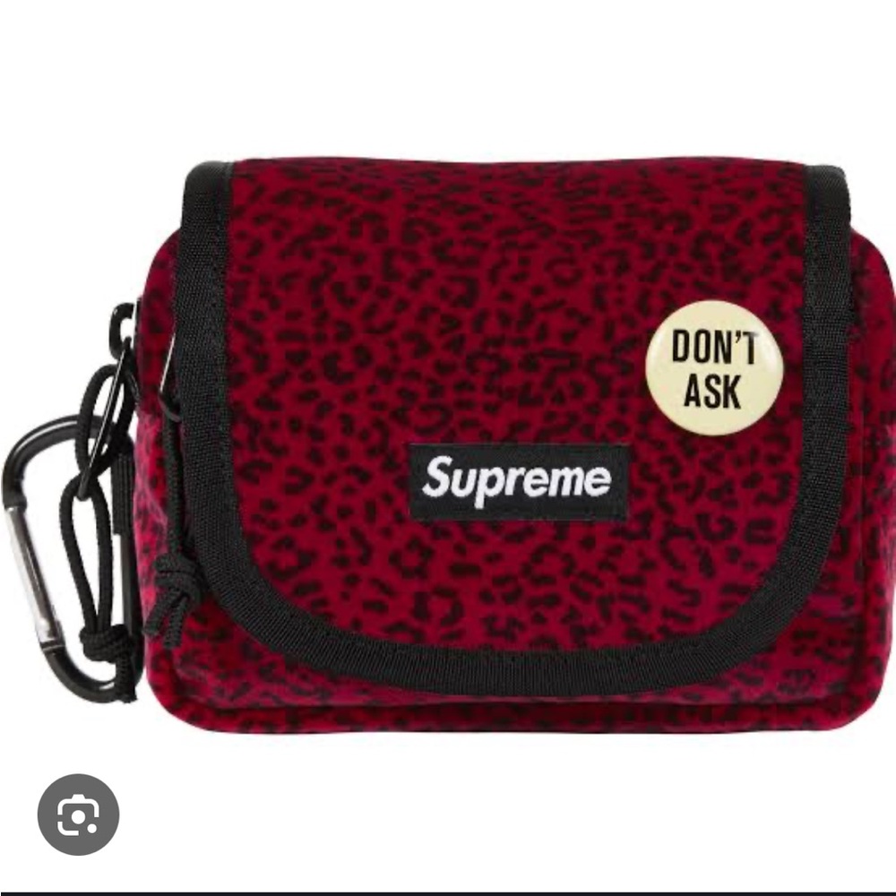 Supreme Red and Black Leopard Pouch